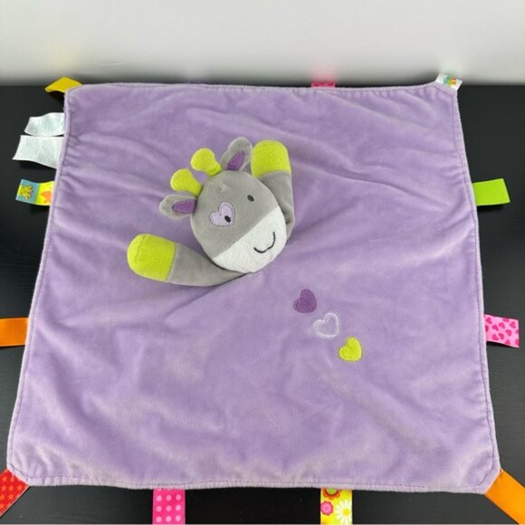 Taggies Purple Giraffe Baby Lovey Security Blanket Gray Rattle Plh Hearts Toy - Picture 2 of 5